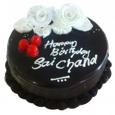"Chocolate cake with cream flowers - 1.5kgs - Click here to View more details about this Product